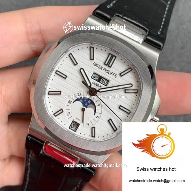 Patek Philippe Nautilus 5726/1A-010 GR Factory Black Leather Strap 3