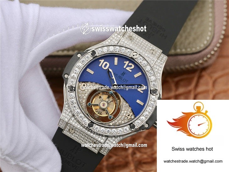 Hublot Big Bang Tourbillon Stainless Steel Diamond Blue Dial 3