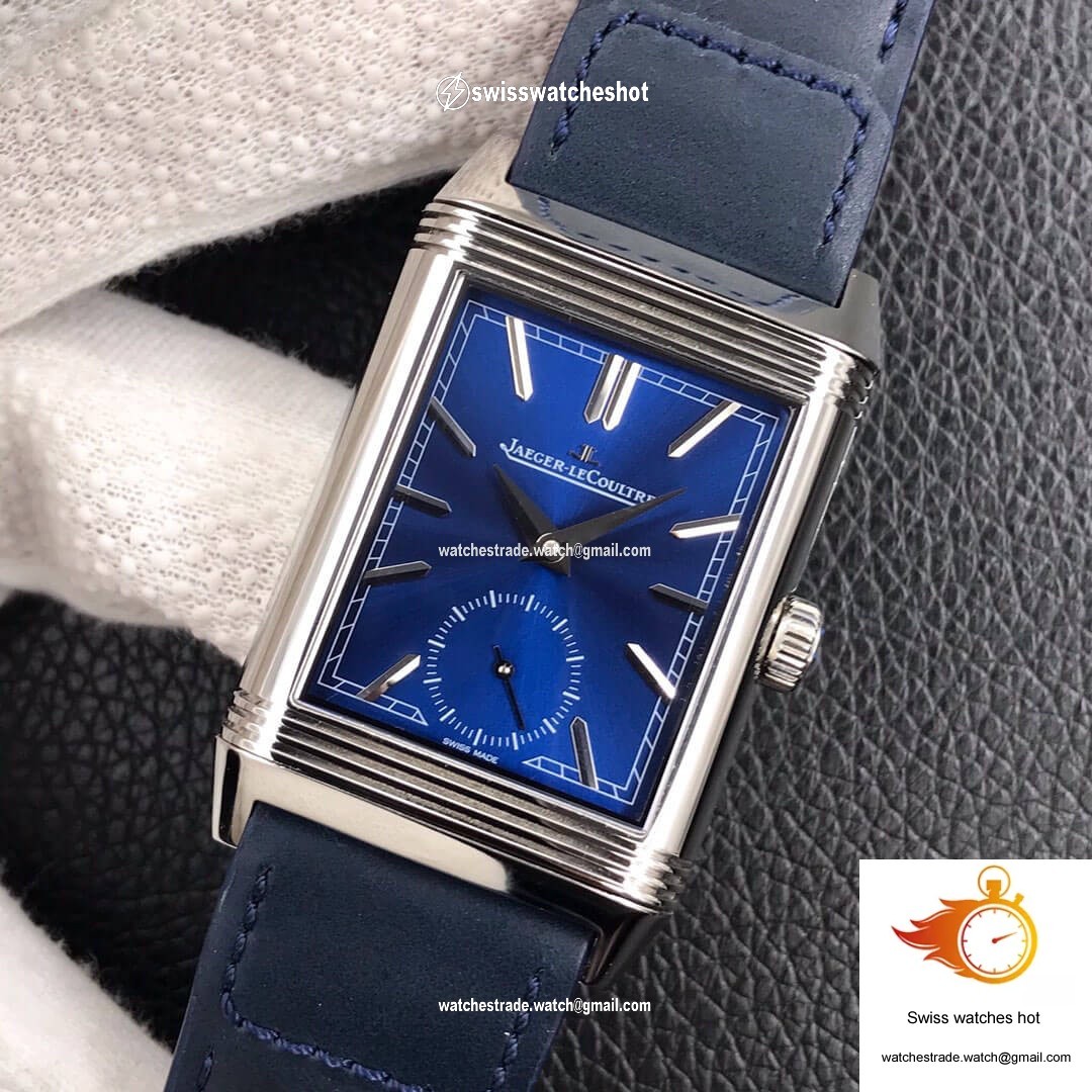 Jaeger LeCoultre Reverso Tribute Double-sided Double Time Zone Flip MG Factory Blue Dial 3