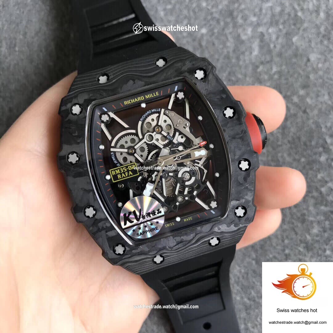 Richard Mille RM35-02 KV Factory V3 Carbon Fiber Black Strap 3