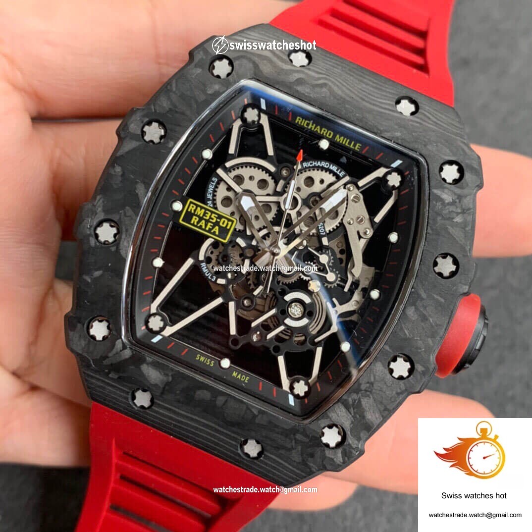 Richard Mille RM35-01 KV Factory Carbon Fiber Red Strap 3