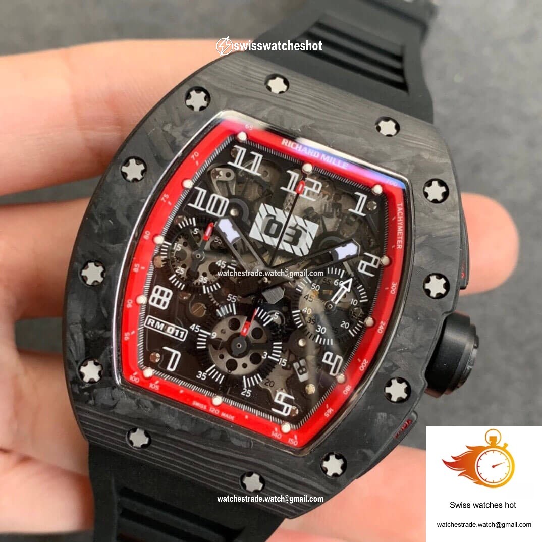 Richard Mille RM011 KV Factory Carbon Fiber Skeleton Dial 3