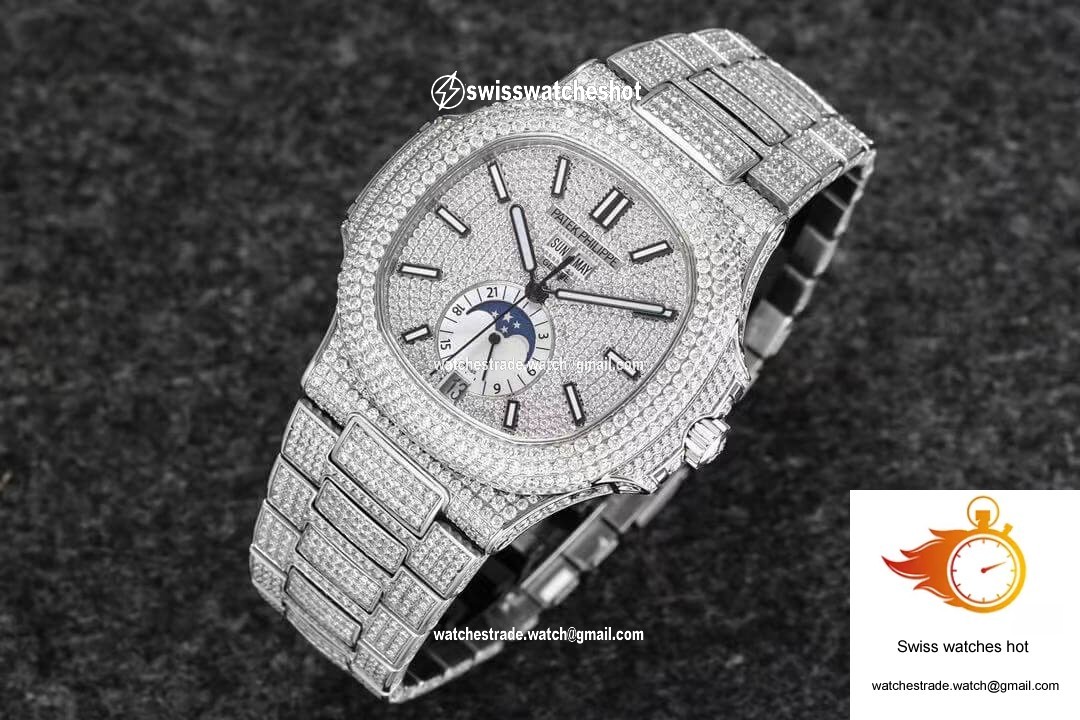 Patek Philippe Nautilus 5726/1A-014 R8 Factory Gypsophila Silver Diamond 3