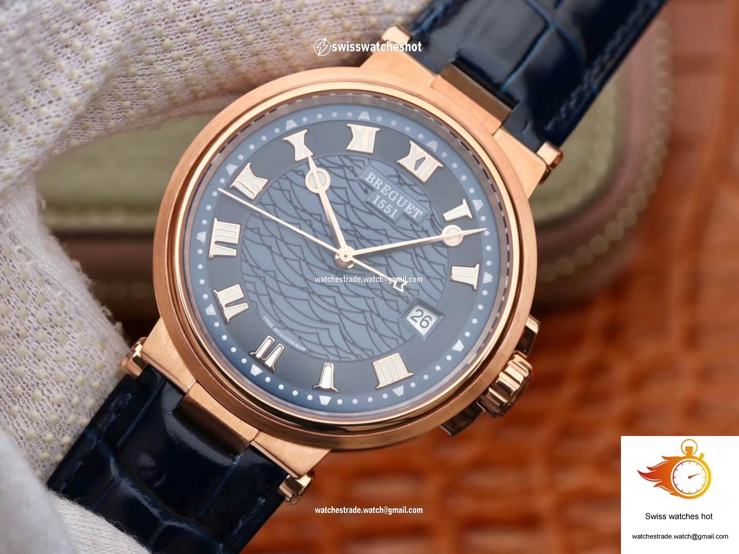 Breguet Marine 5517 V9 Factory Rose Gold Blue Dial 3