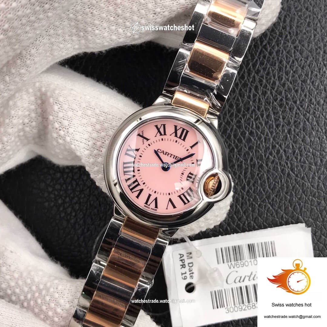 Ballon Bleu De Cartier Ladies 28MM V6 Factory V8 Pink Dial 3