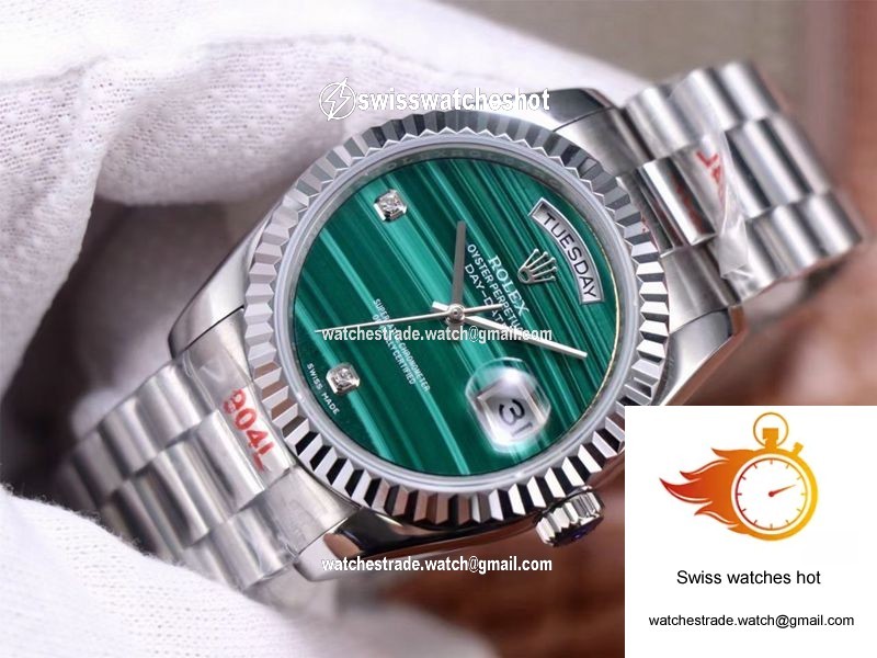 Rolex President Day Date 18038 Malachite Green Diamond Dial 3