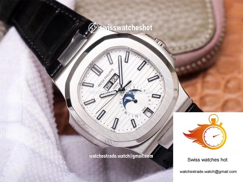 PF Factory Patek Philippe Nautilus 5726/1A-010 Moonphase Black Leather Strap 3