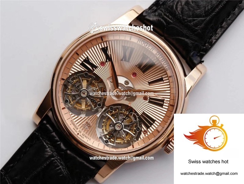 Roger Dubuis Hommage RDDBHO0562 Double Flying tourbillon JB Factory Rose Gold Dial 3