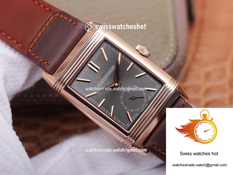 Jaeger LeCoultre Reverso Tribute Double-sided Double Time Zone Flip MG Factory Rose Gold Black Dial 3