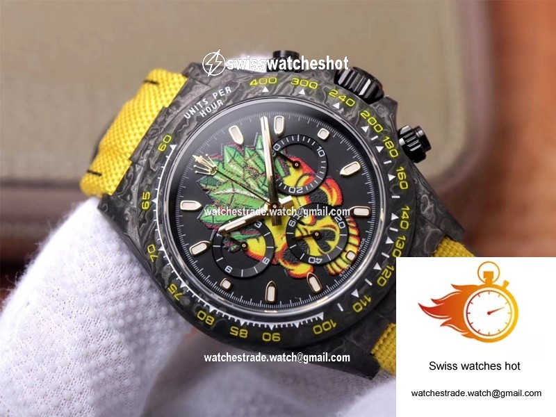 Rolex Daytona Cosmos Chronograph Carbon Fiber Edition Color Skull Dial 3