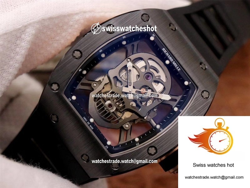 Richard Mille RM052-01 ZF Factory Black Ceramic Grey Skull Dial 3
