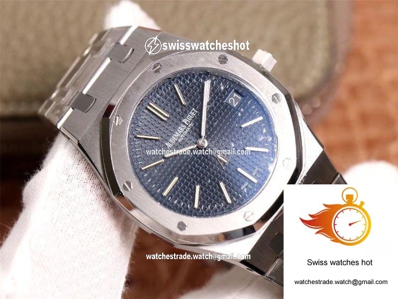 XF Factory Audemars Piguet Royal Oak JUMBO Extra-thin 15202ST.OO.1240ST.01 Stainlless Steel Cufflinks Blue “TAPISSERIE” Pattern 3
