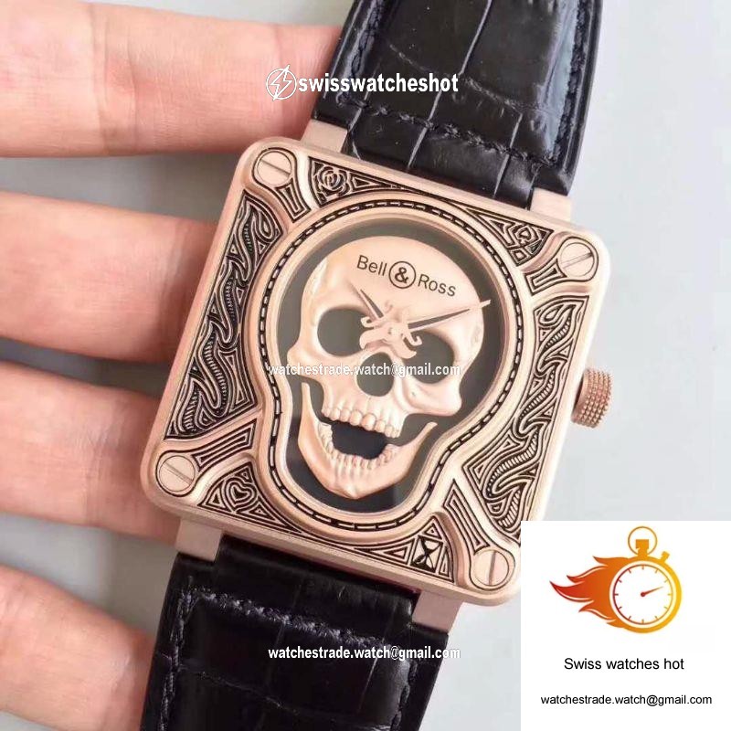 Bell & Ross BR 01 Skull Bronze Rose Gold and Black Dial 3