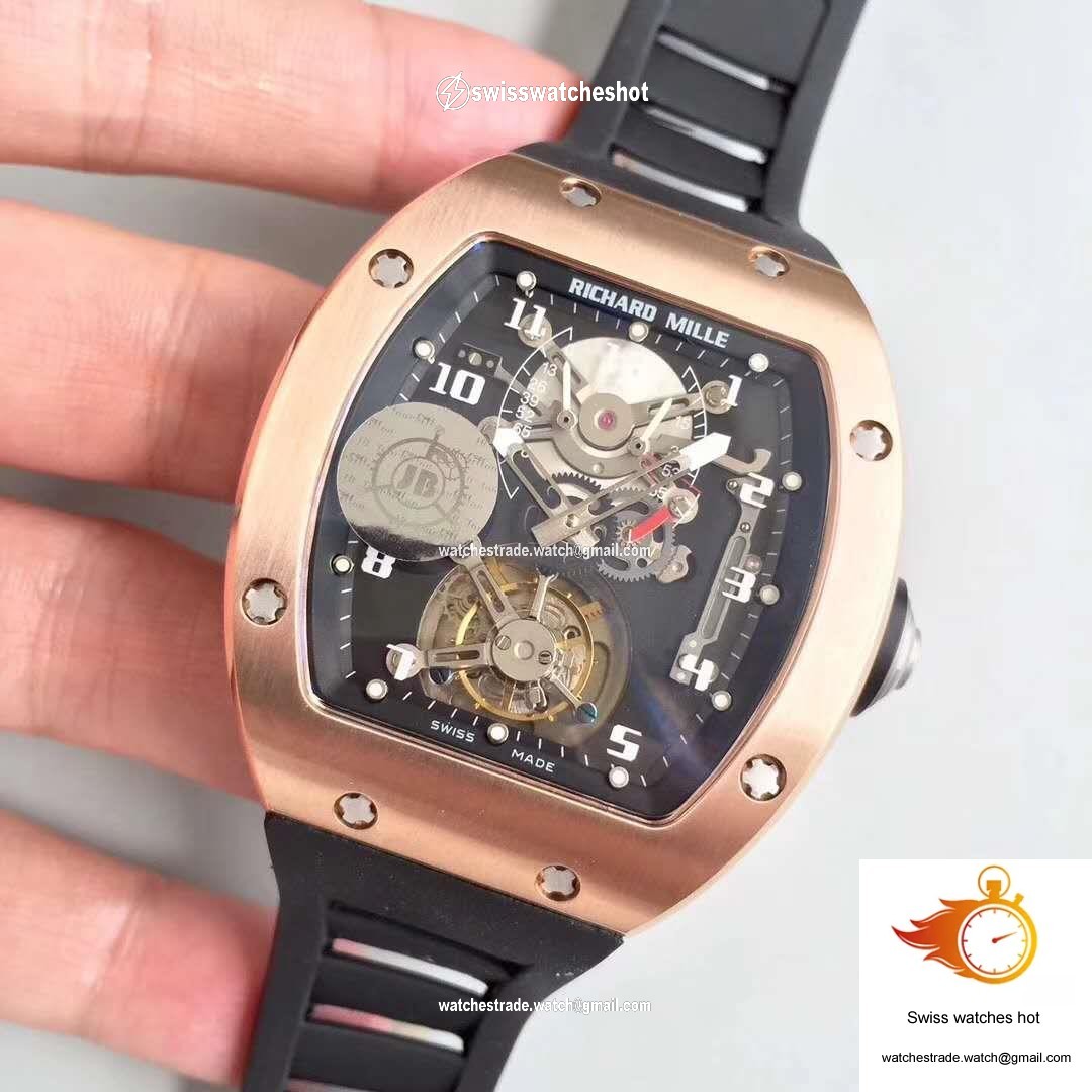 Richard Mille RM001 Rose Gold Tourbillon JB Factory Black Dial 3