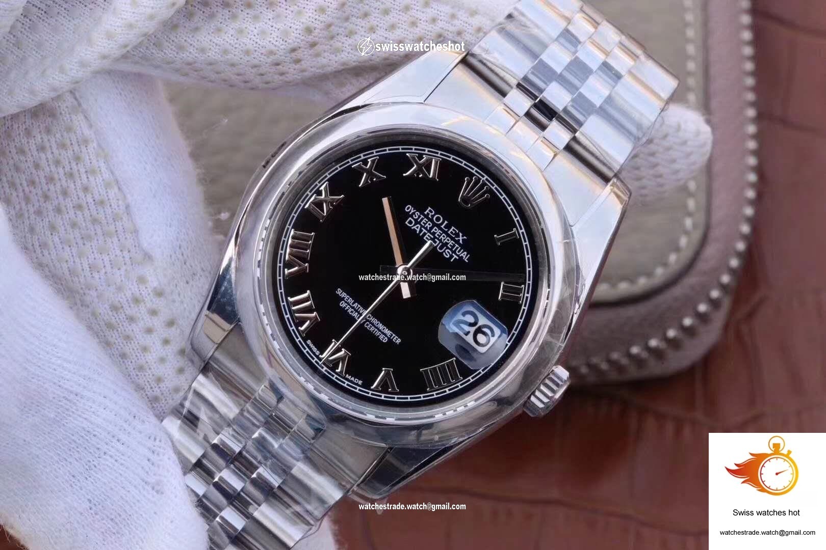 Rolex Datejust 116234 36mm AR Factory Black Dial Rome Time Scale 3