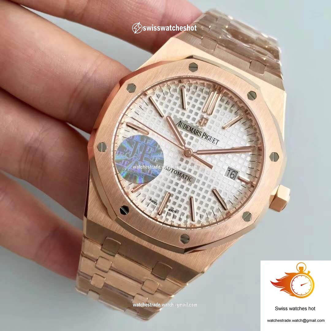 Audemars Piguet Royal Oak 15450 Rose Gold JF Factory V5 Silver Dial 3