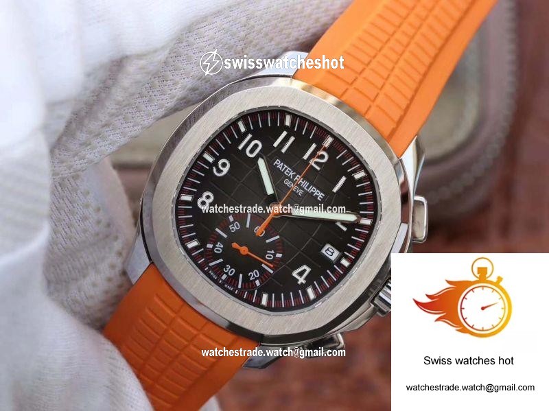 Patek Philippe Aquanaut Chronograph 5968A Orange Rubber Strap Black Dial 3