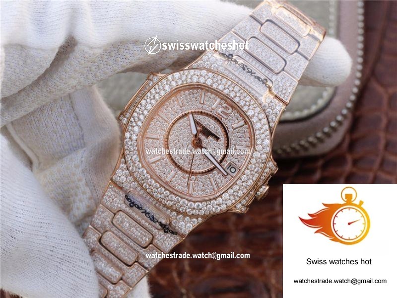 Patek Philippe Nautilus Jumbo 7021/1R-001 Full Paved Diamonds Dial 3
