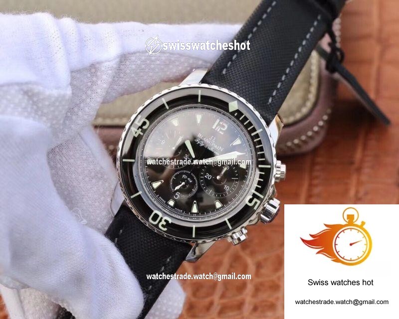 Blancpain Fifty Fathoms Chronographe Flyback 5085F-1130-52A OM Factory Black Nylon Strap Black Dial 3