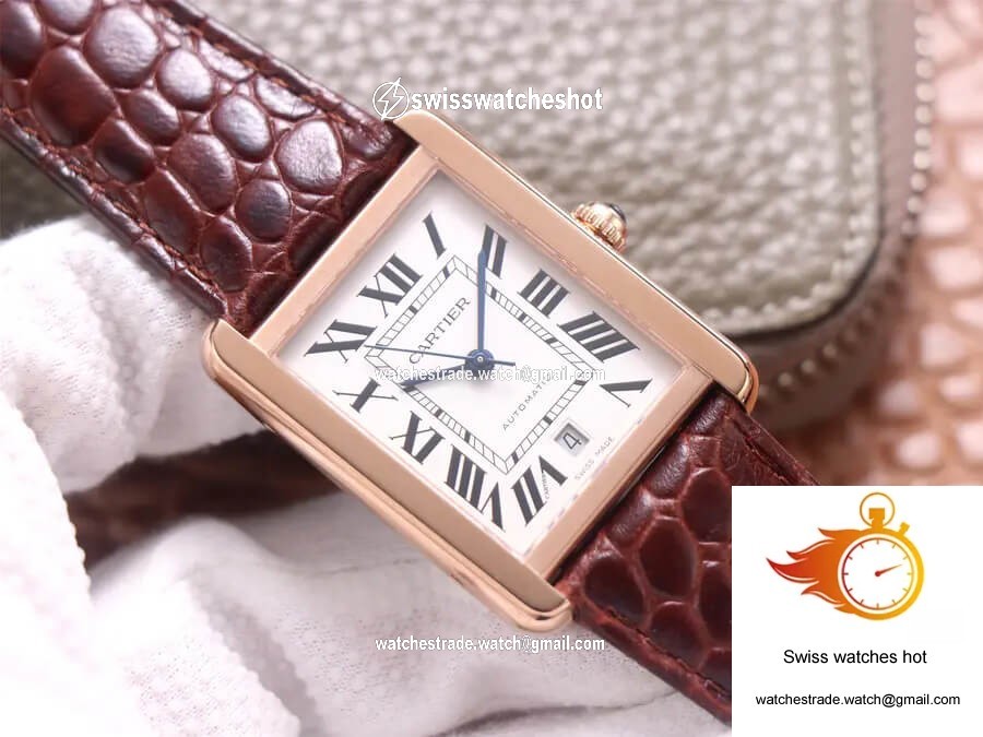Cartier Tank W5200026 V9 Factory Rose Gold White Dial 4