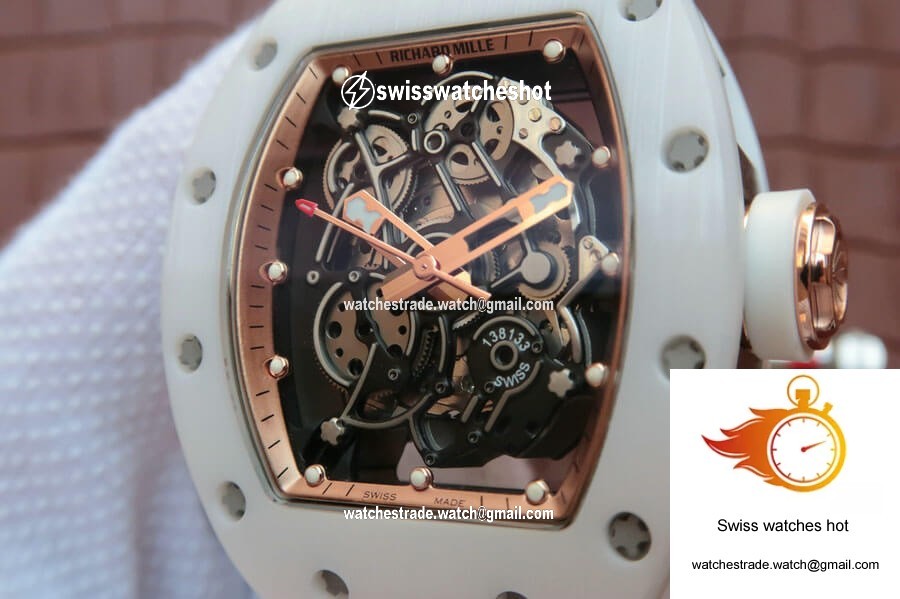 Richard Mille RM055 KV Factory White Ceramic Rubber Strap 4