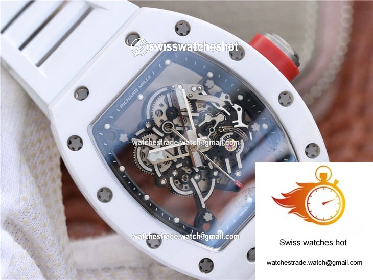 Richard Mille RM055 KV Factory Ceramic White Rubber Strap 4
