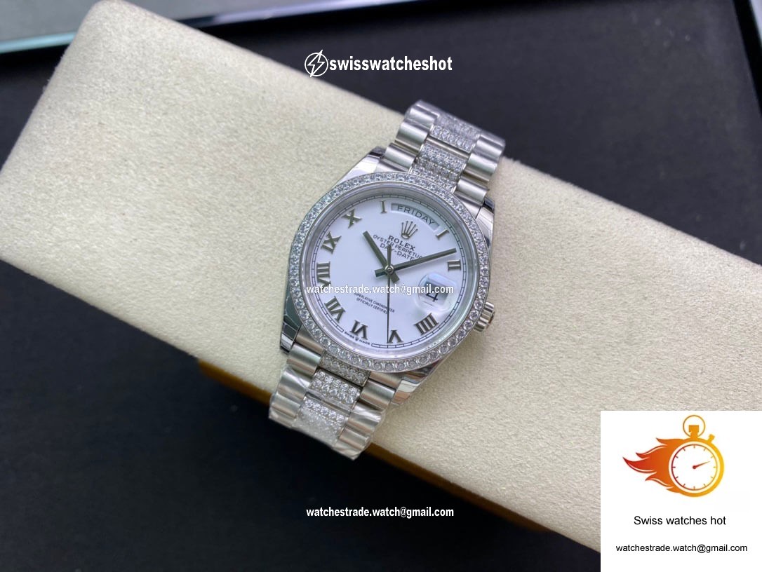 Rolex Day Date M128349RBR-0026 EW Factory Diamond-Set Bezel 4