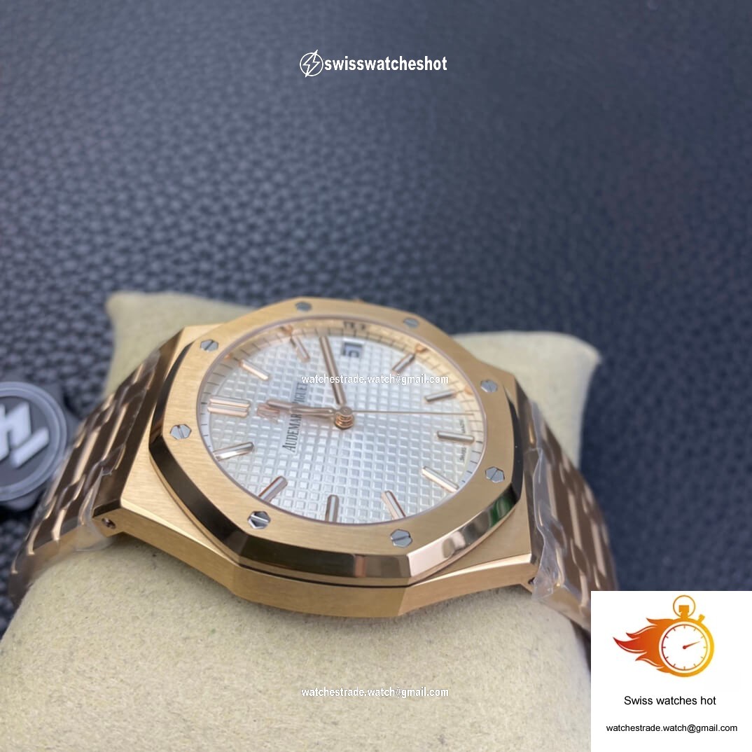 Audemars Piguet Royal Oak 15500 ZF Factory Rose Gold Version White Dial 4