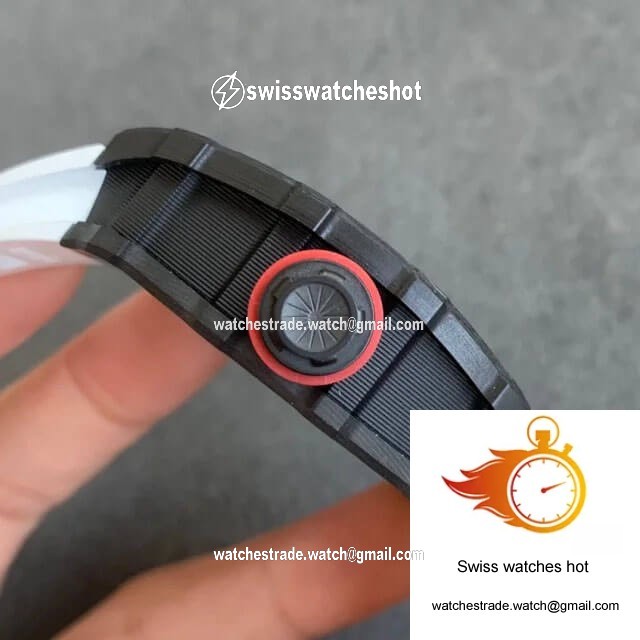 Richard Mille RM35-02 KV Factory V3 Carbon Fiber White Rubber Strap 4