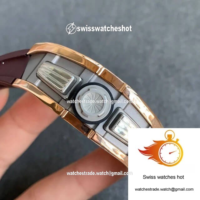 Richard Mille RM011 KV Factory Rose Gold Brown Rubber Strap 4