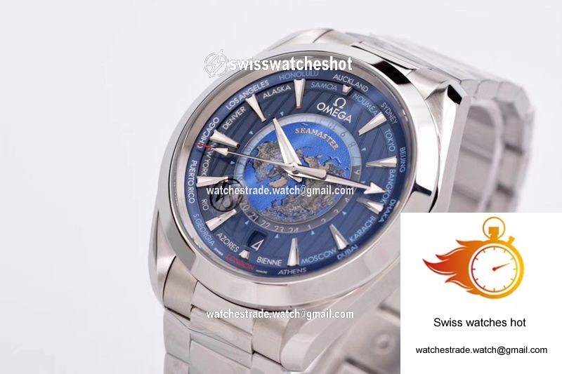 Omega Seamaster Aqua Terra GMT Worldtimer 220.10.43.22.03.001 VS Factory Blue Dial 4