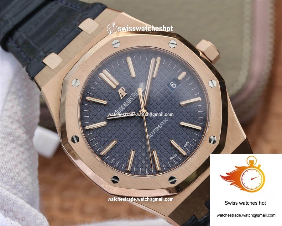 Audemars Piguet Royal Oak 15400 OM Factory Blue Dial Leather Strap 4