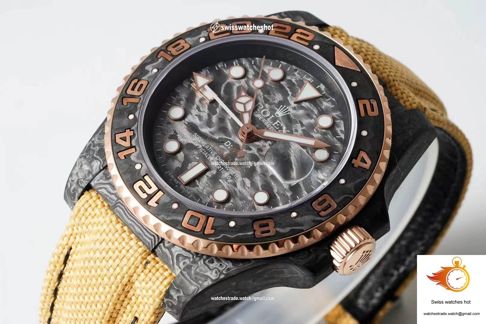 Rolex GMT-MASTER II Diw Carbon Fiber Yellow Fabric Strap 4