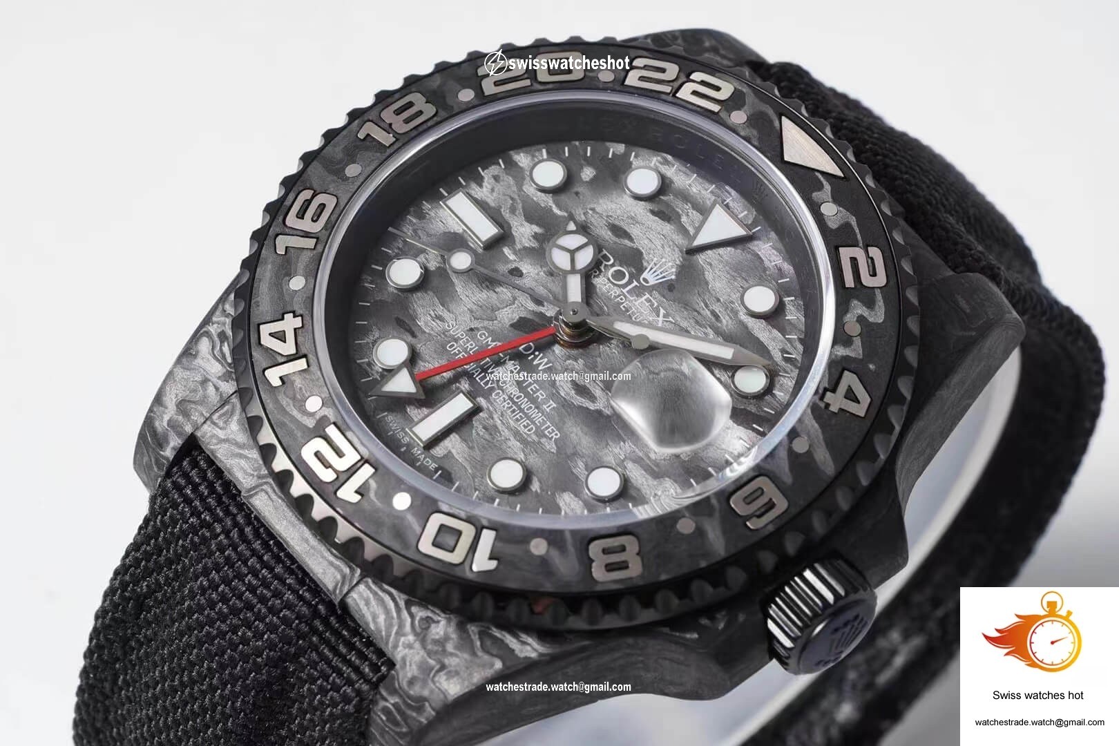 Rolex GMT-MASTER II Diw Carbon Fiber Black Fabric Strap 4