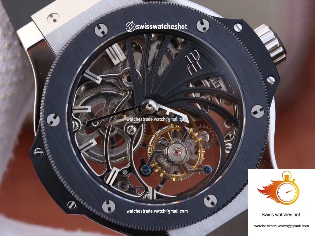 Hublot Big Bang Hollow Tourbillon Ceramic Bezel Skeleton Dial 4