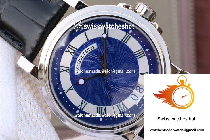 Breguet Marine 5817 Blue Dial Cowhide Strap 4