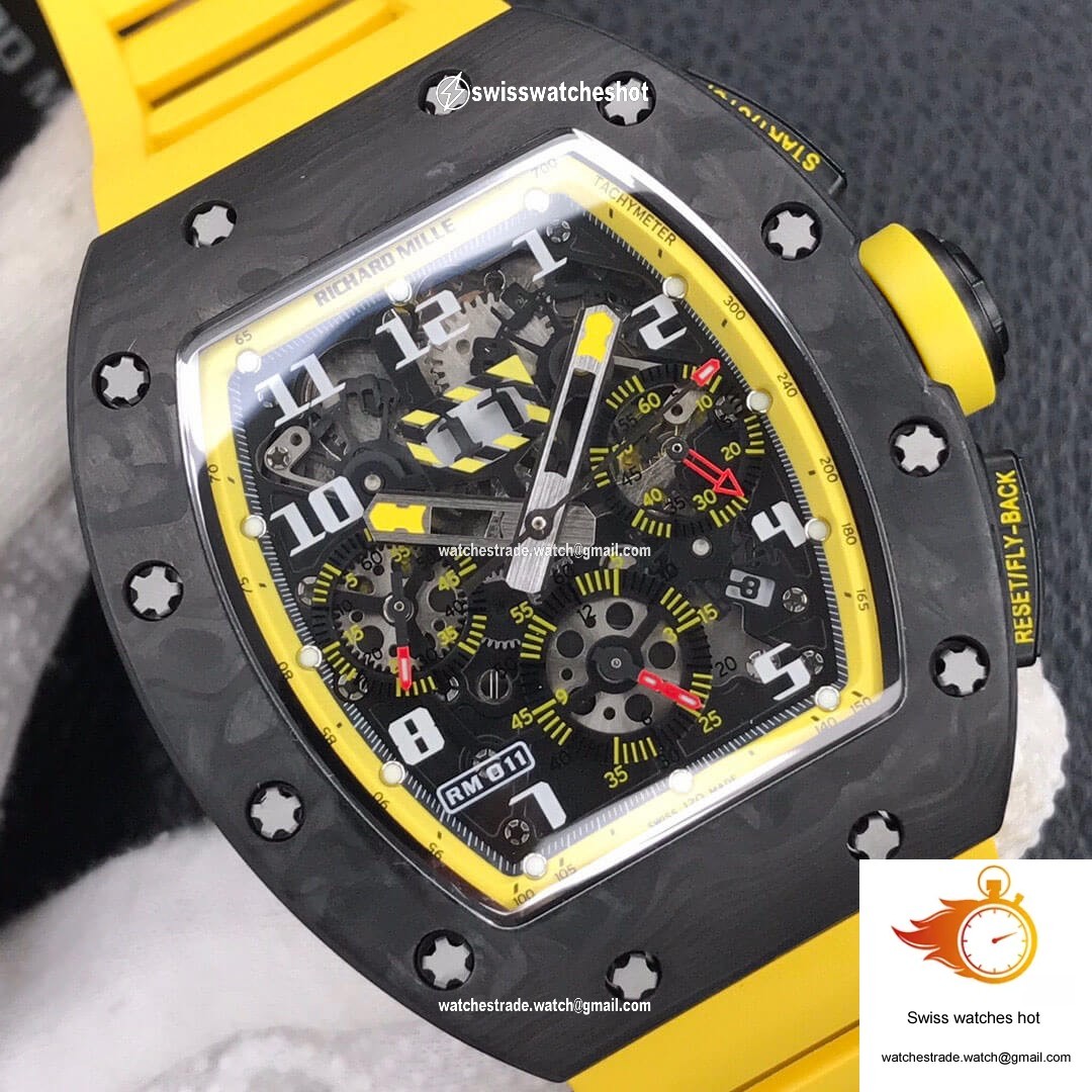 Richard Mille RM-011 KV Factory Forged Carbon Yellow Strap 4