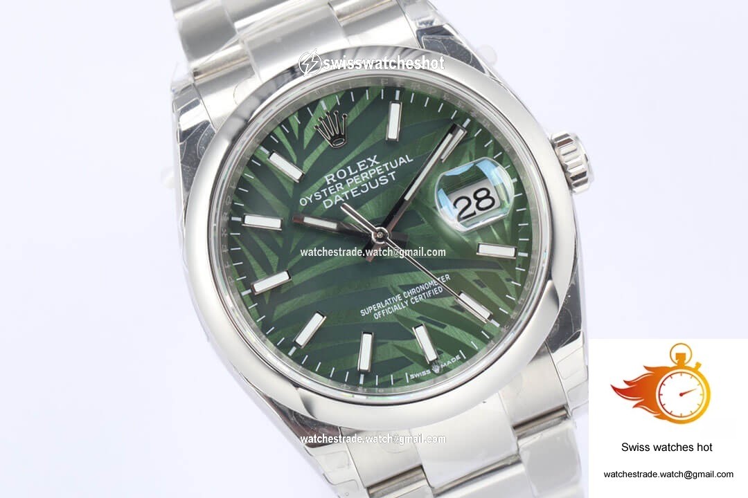 Rolex Datejust M126200-0020 EW Factory Olive Green Palm Leaf Pattern Dial 4