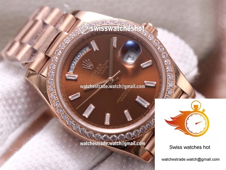 Rolex Day-Date M228345RBR-0006 EW Factory Diamond Chocolate Color Dial 4