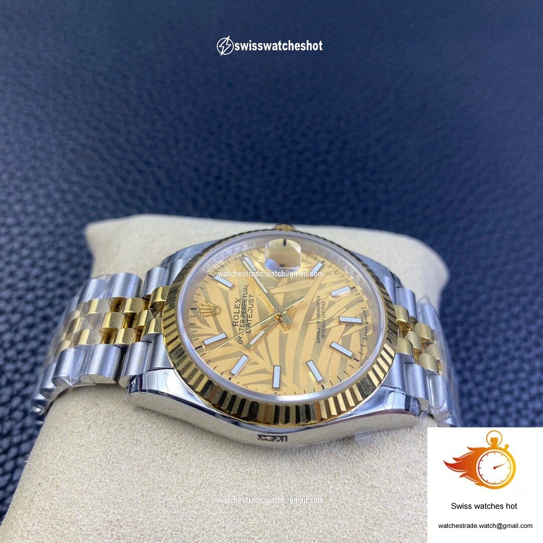 Rolex Datejust M126233-0037 EW Factory Golden Palm Leaf Pattern Dial 4