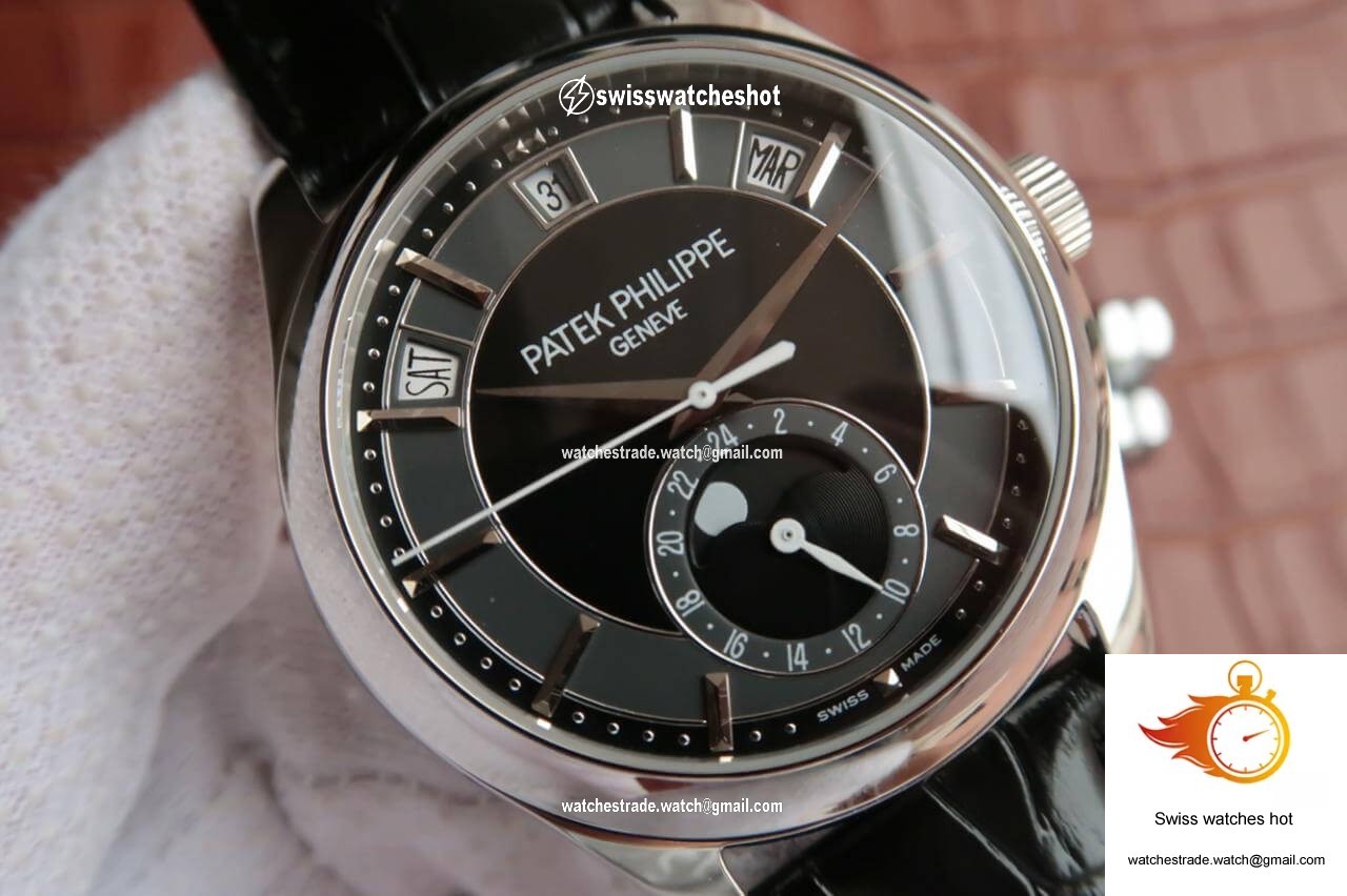 Patek Philippe Annual Calendar 5205R-001 KM Factory Black Dial Cowhide Strap 4