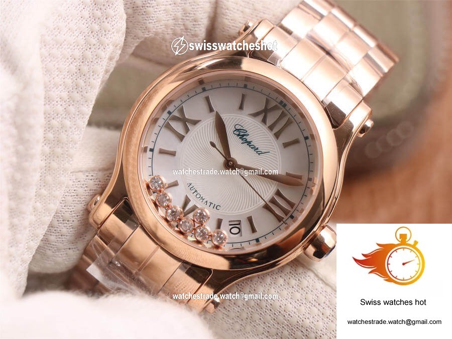 Chopard Happy Sport 274808-5002 YF Factory White Dial Rose Gold 4