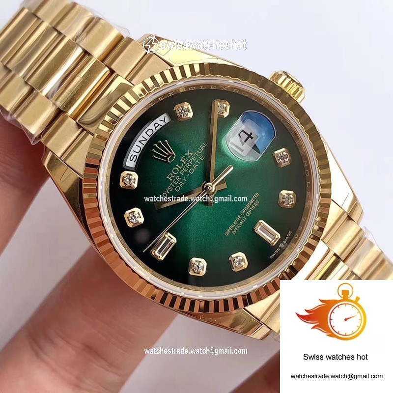 Rolex Day-Date M128238-0069 Yellow Gold EW Factory Gradual Green Dial 4