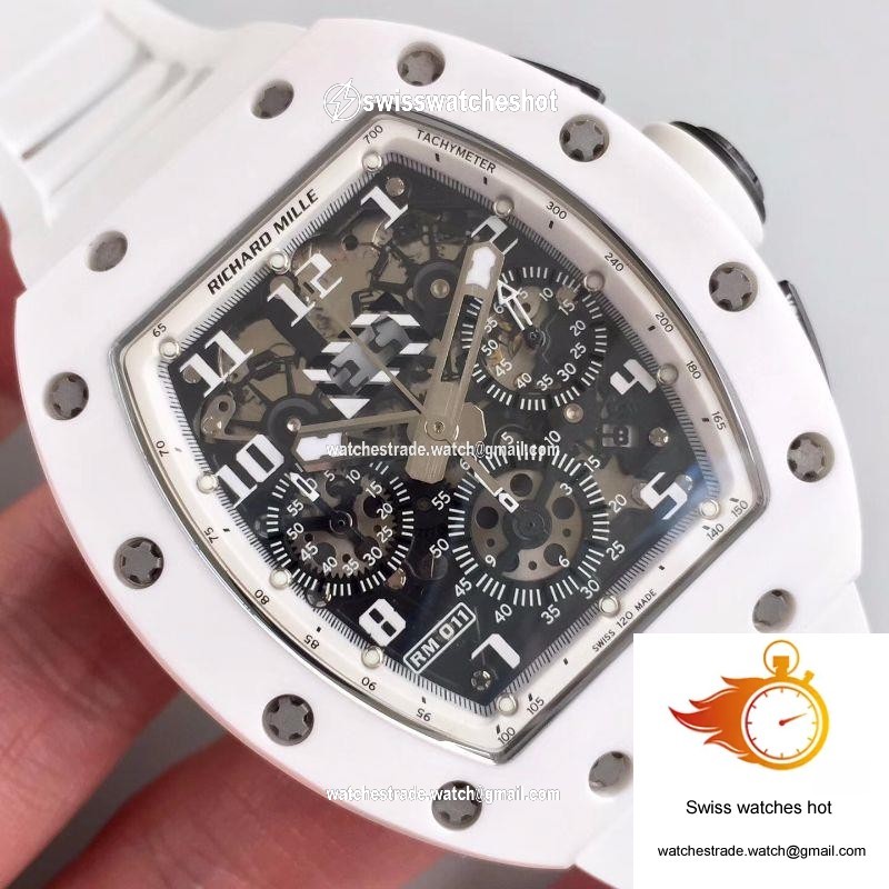 Richard Mille RM011-FM KV Factory White Ceramic Skeleton Dial 4