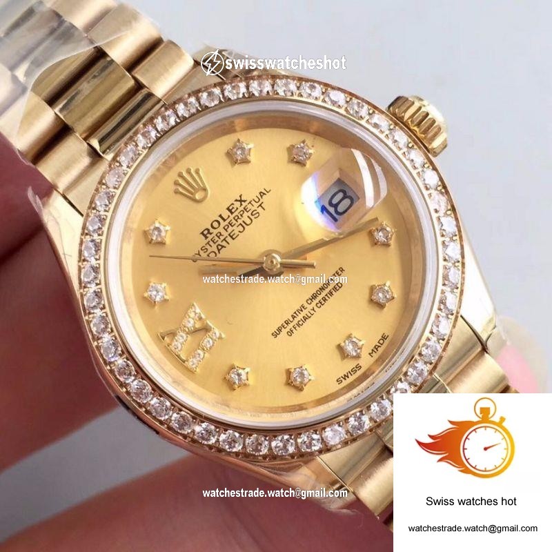 Rolex Lady Datejust 279138RBR 28MM Yellow Gold Champagne Dial 4
