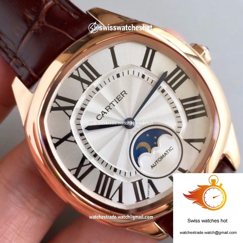 Drive De Cartier Moonphase WGNM0008 Rose Gold Silver Dial 4