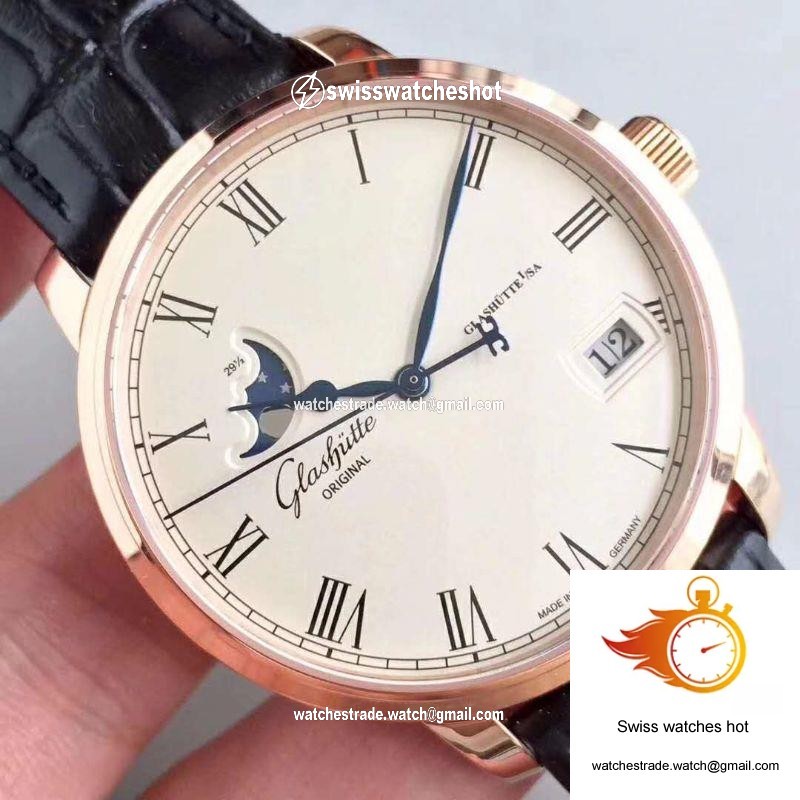 Glashutte Senator Panorama Date Moon Phase 100-04-32-15-04 GF Factory White Dial 4