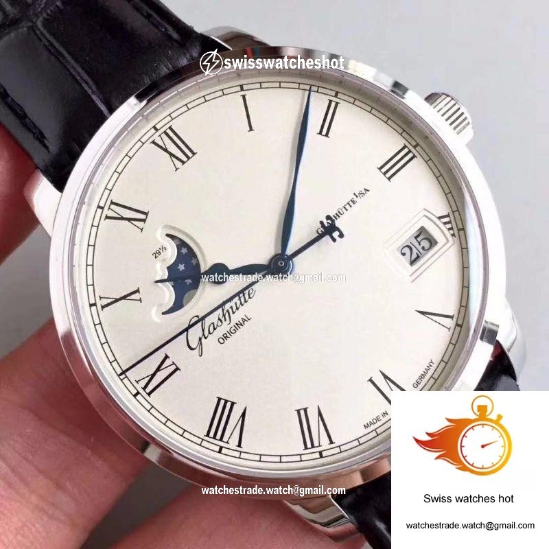 Glashutte Senator Panorama Date Moon Phase 100-04-32-12-04 GF Factory White Dial 4