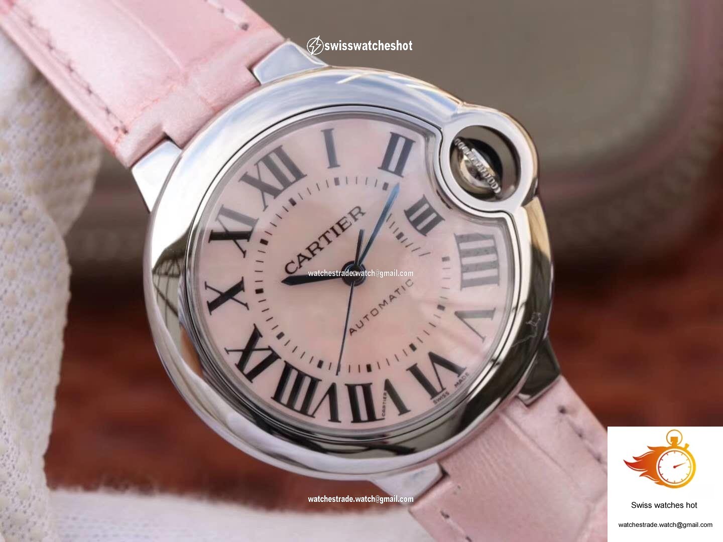 Ballon Bleu De Cartier Ladies 33MM WSBB0002 V6 Factory Pink Dial 4