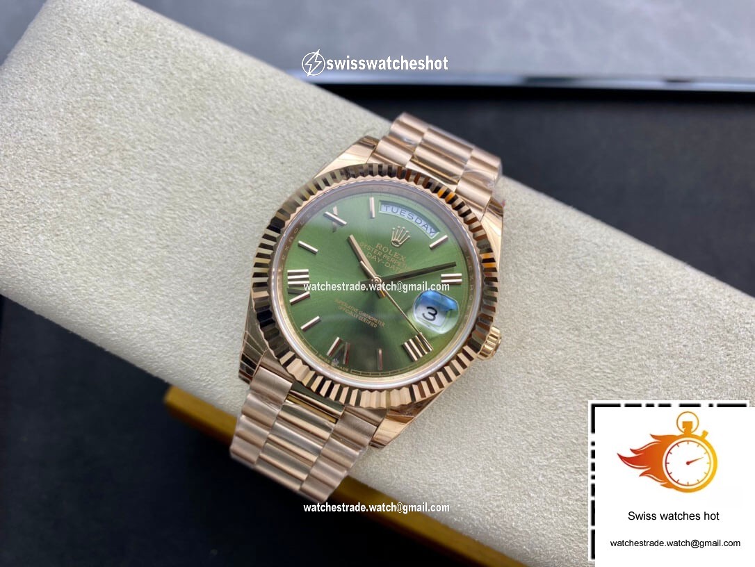 Rolex Day Date 228235 40mm EW Factory Green Dial 4